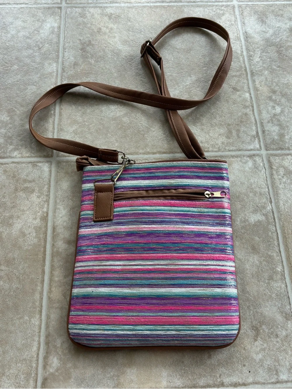 Crossbody Bag with Colorful Fruit and Girl Motif